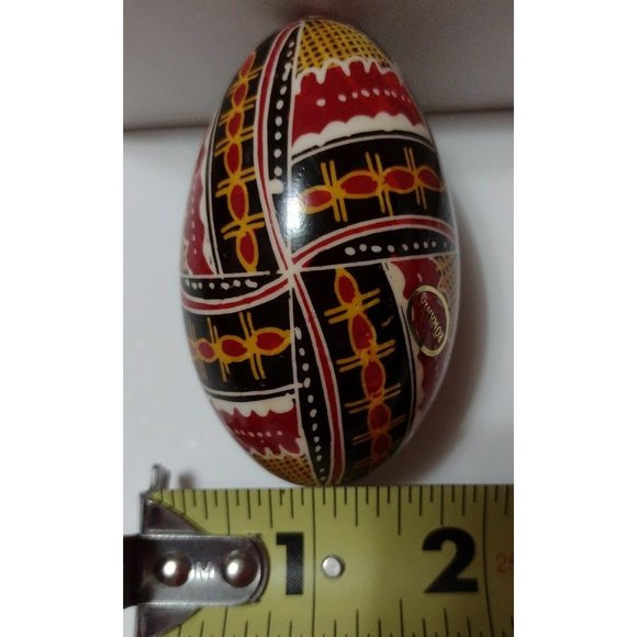 Vintage Romanian Pysanky Hand Painted Real Easter Egg Red Black Geometric Swirl - Picture 1 of 3